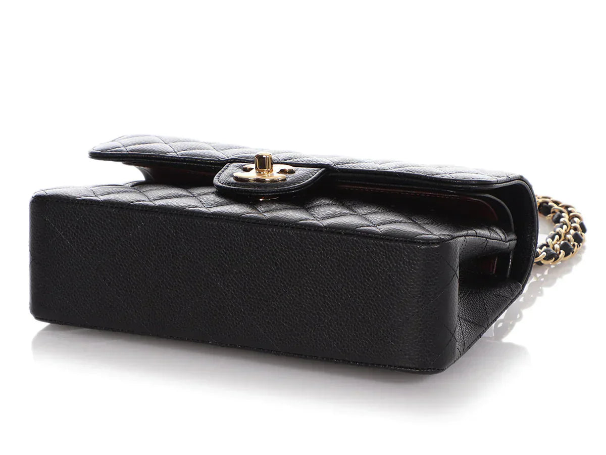 Classic Double Flap Bag Quilted Caviar Small