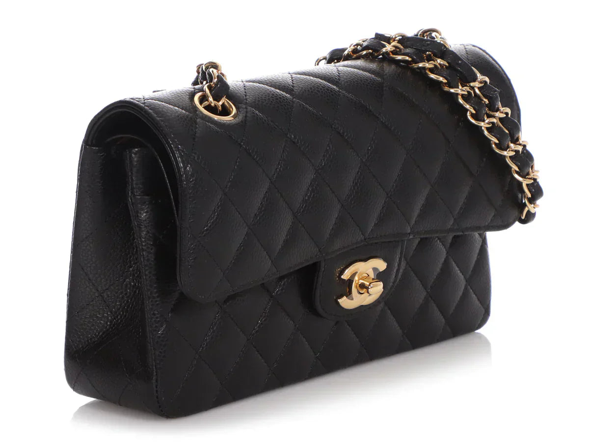 Classic Double Flap Bag Quilted Caviar Small