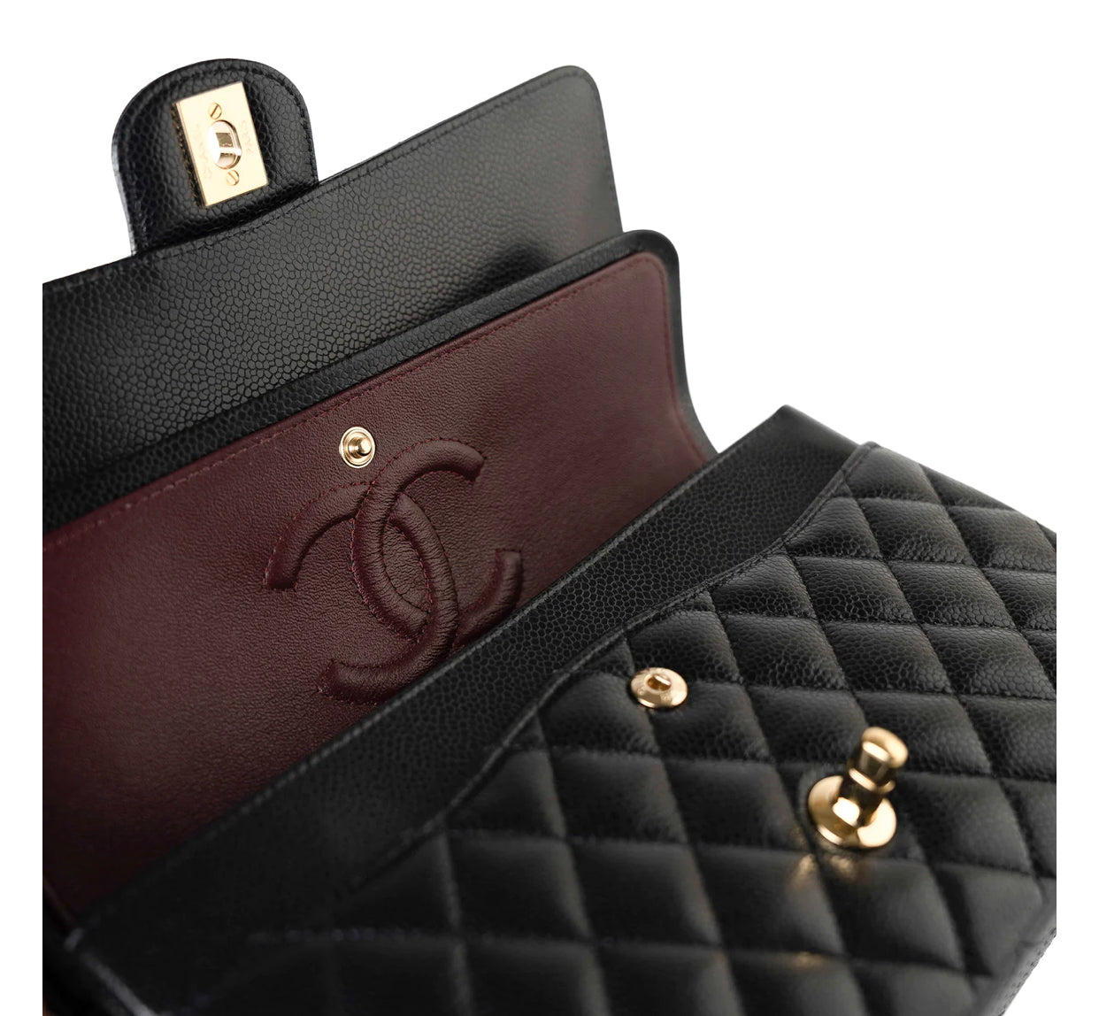 Classic Double Flap Bag Quilted Caviar Medium
