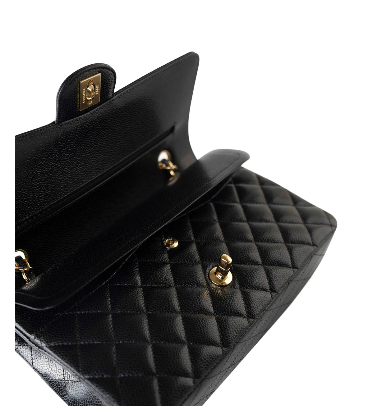 Classic Double Flap Bag Quilted Caviar Medium